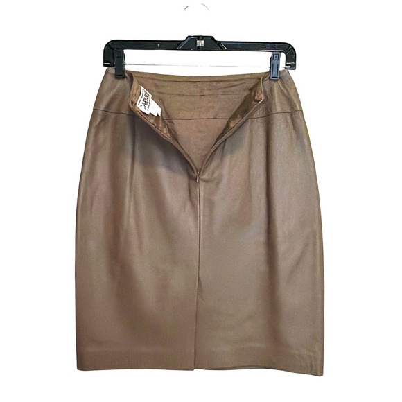 Carlisle Genuine Leather Pencil Skirt Bronze Metallic Luxury Career Classic | 6 - Picture 3 of 3